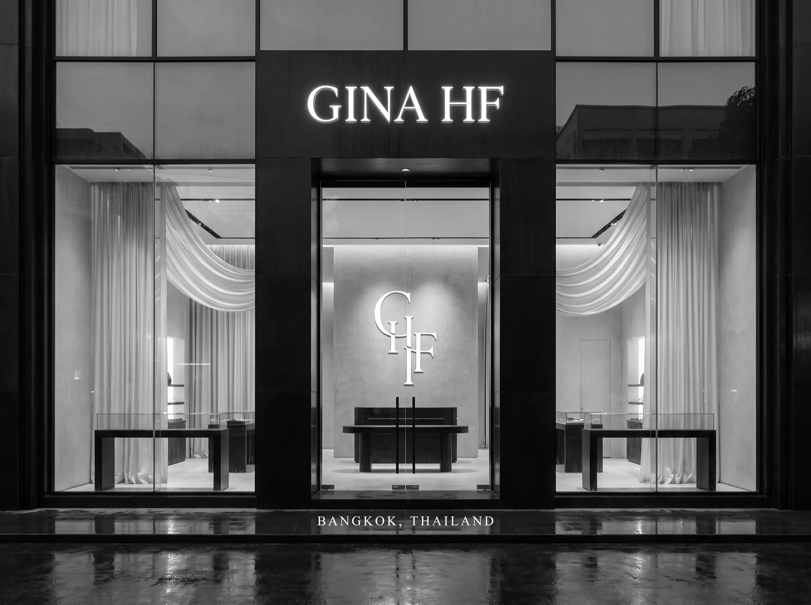 The GINA HF house in Bangkok, after dark